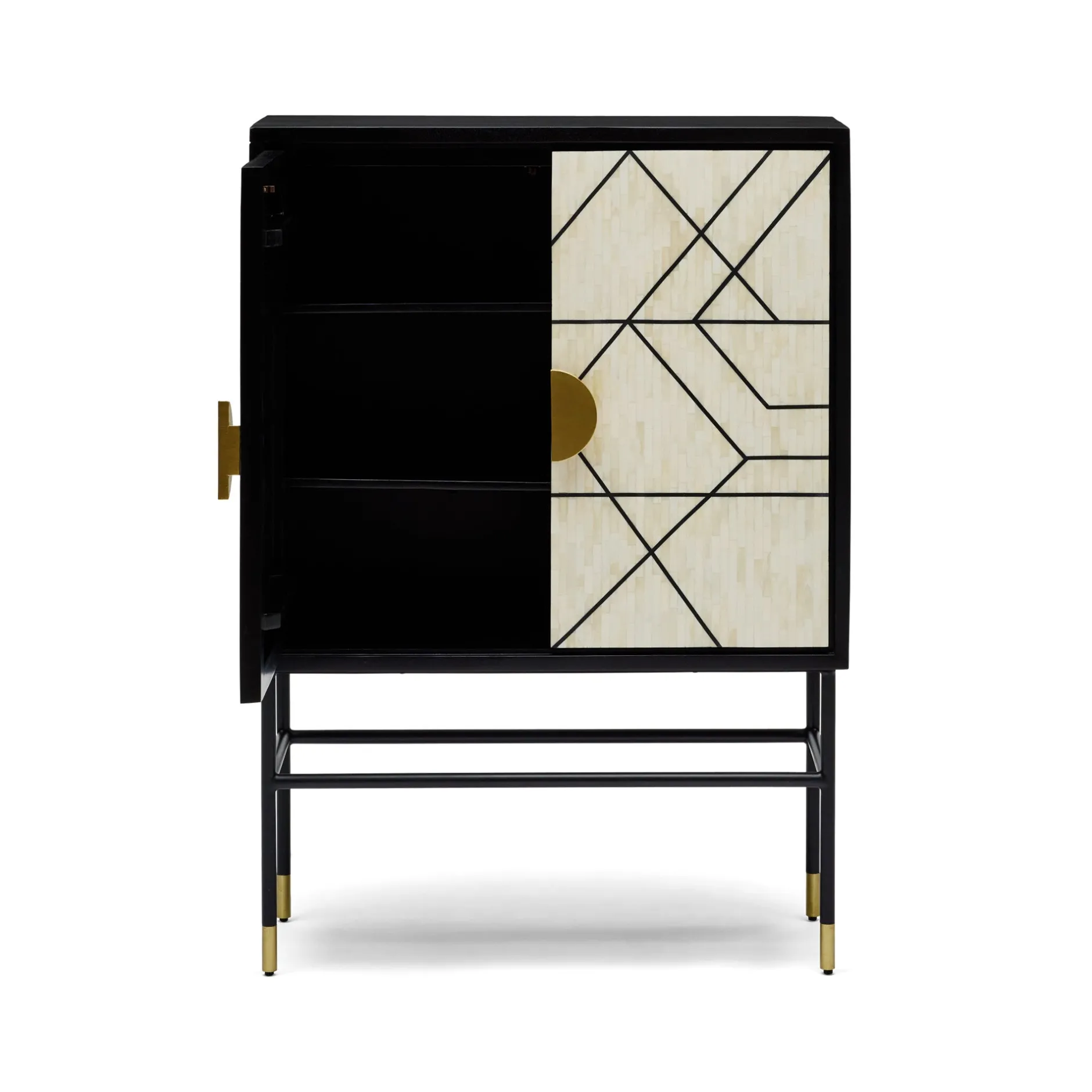 Fashion Horgans Abstract Bone Inlay Cabinet Black