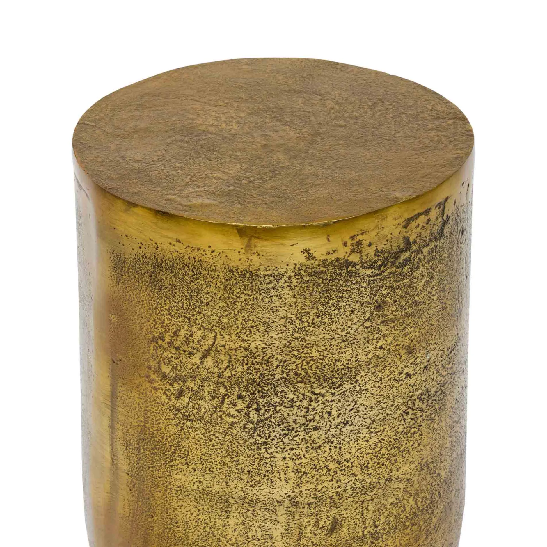Clearance Horgans Aira Drum Side Table Antique Gold