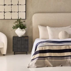 New Horgans Alo Handwoven Throw Blue, White & Black