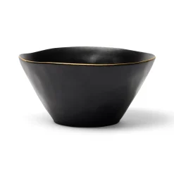 New Horgans Amaro Salad Bowl Black Small Black & Gold