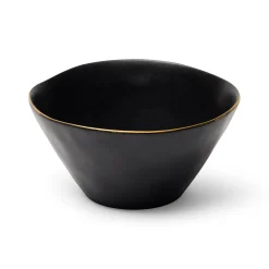 New Horgans Amaro Salad Bowl Black Small Black & Gold