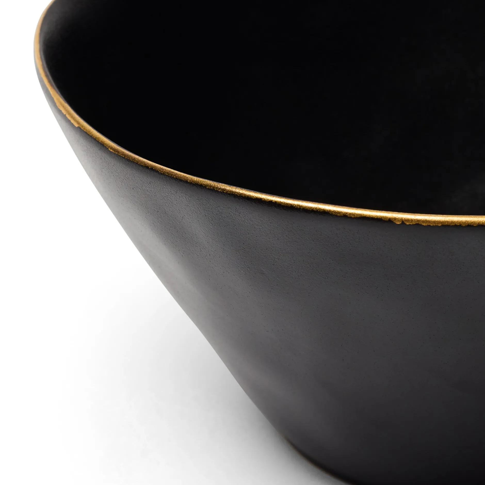 New Horgans Amaro Salad Bowl Black Small Black & Gold