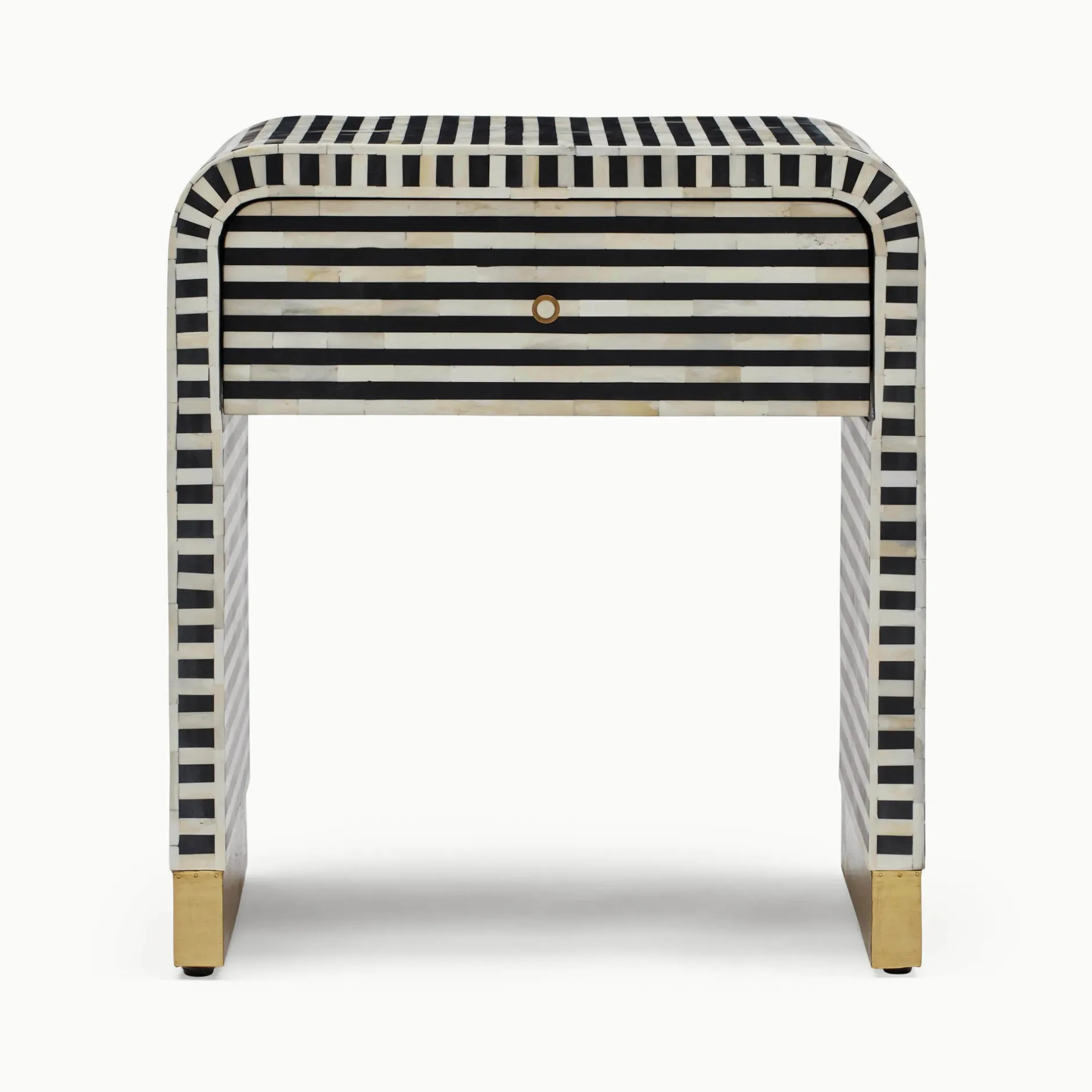 New Horgans Amo Bone Inlay Bedside Black