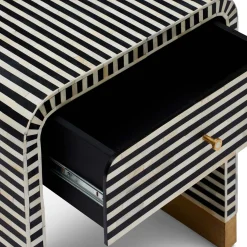 New Horgans Amo Bone Inlay Bedside Black
