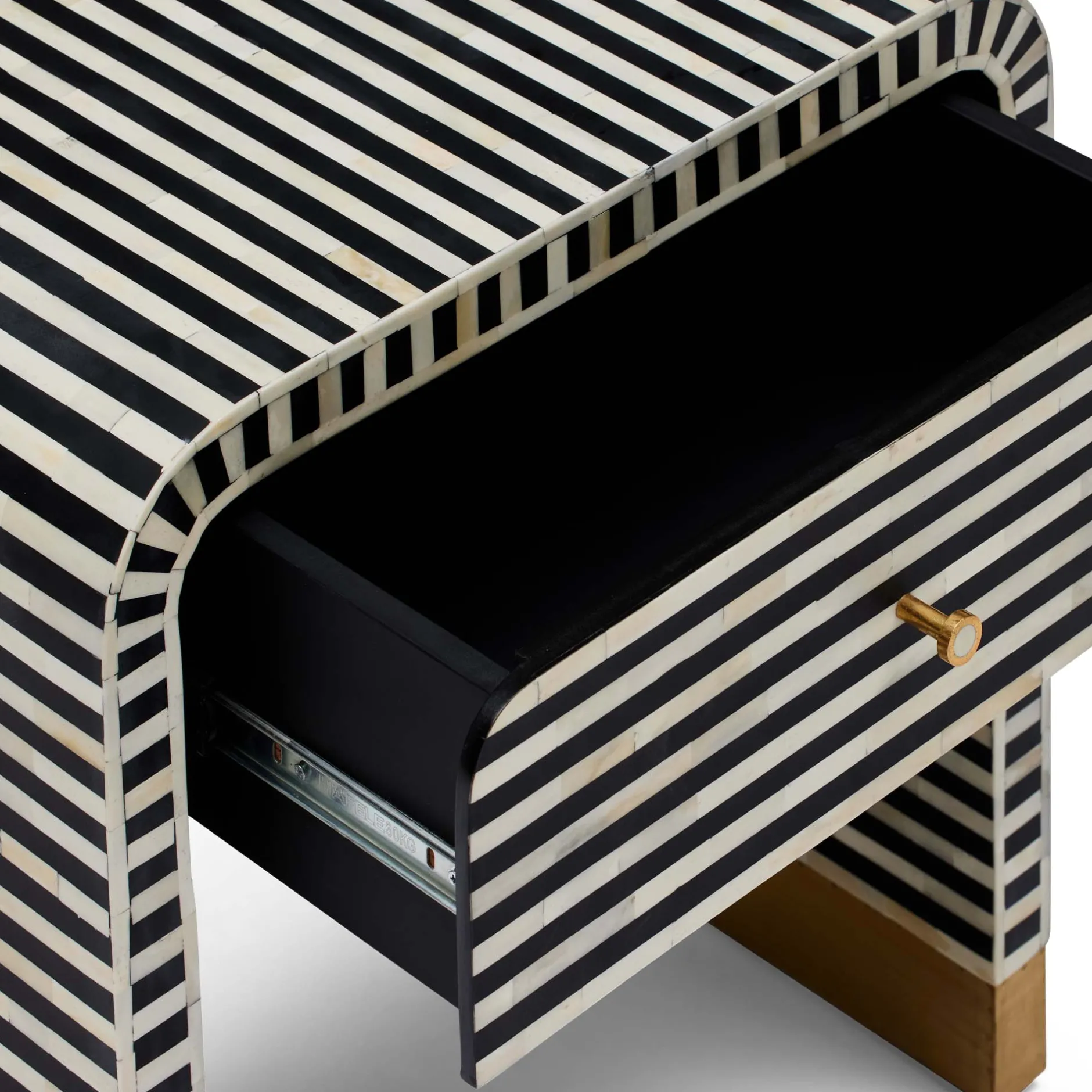New Horgans Amo Bone Inlay Bedside Black