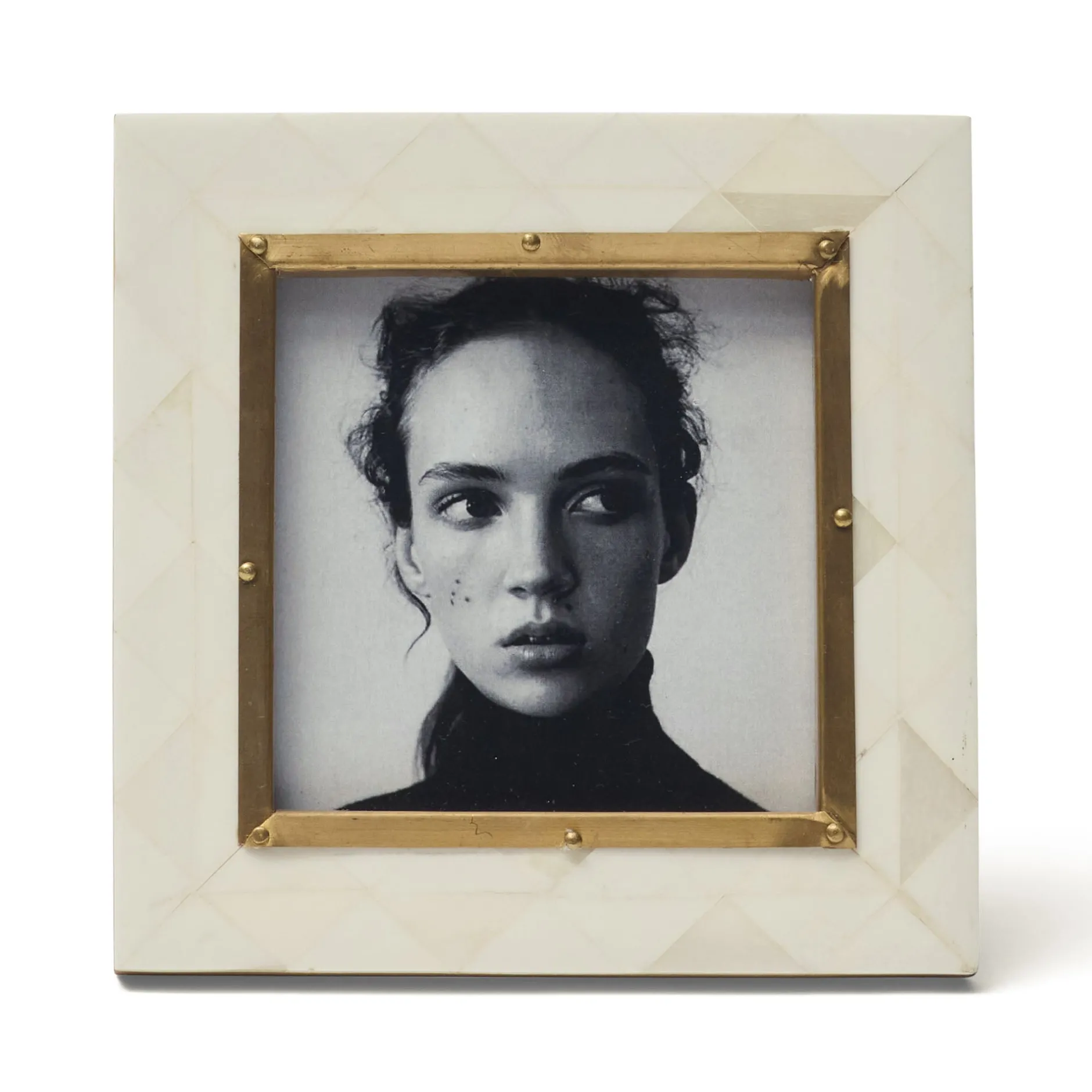 Clearance Horgans April Photo Frame 4 x 4 Bone & Brass