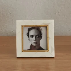 Clearance Horgans April Photo Frame 4 x 4 Bone & Brass