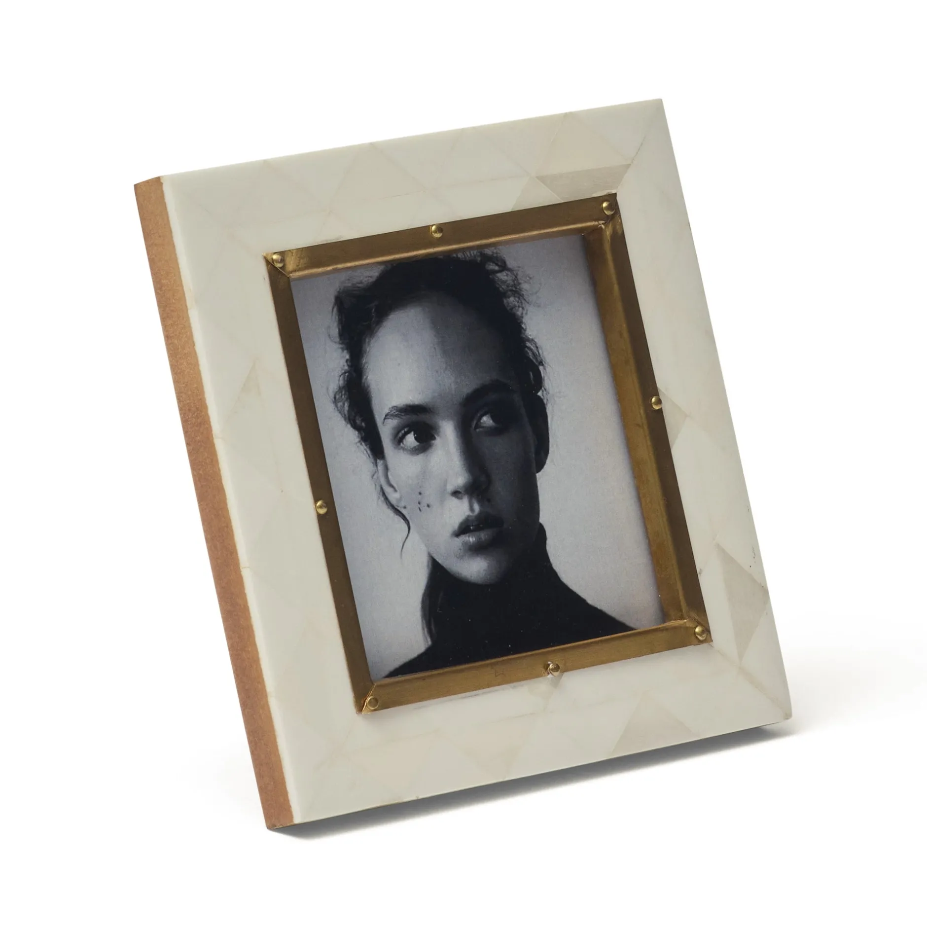 Clearance Horgans April Photo Frame 4 x 4 Bone & Brass