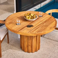 Outlet Horgans Ari Outdoor Dining Table Natural Natural Teak