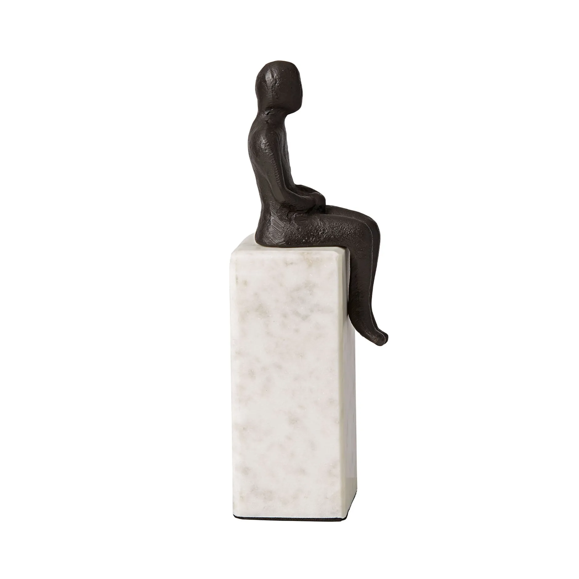 New Horgans Banswara Sitting Man Bookend Aged Bronze & Marble