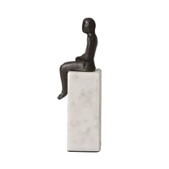 New Horgans Banswara Sitting Man Bookend Aged Bronze & Marble