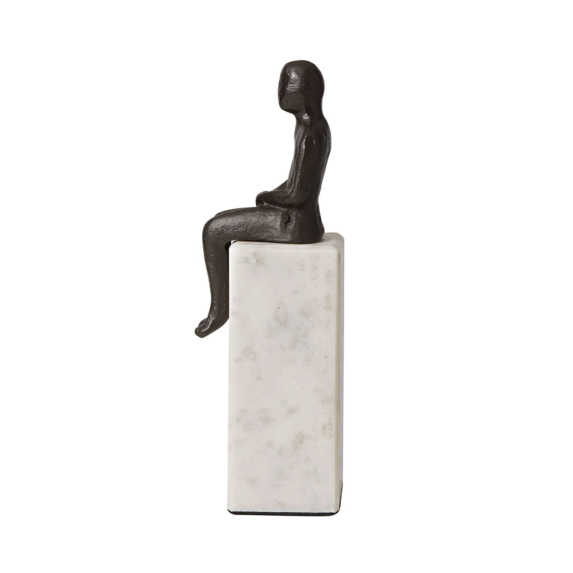 New Horgans Banswara Sitting Man Bookend Aged Bronze & Marble
