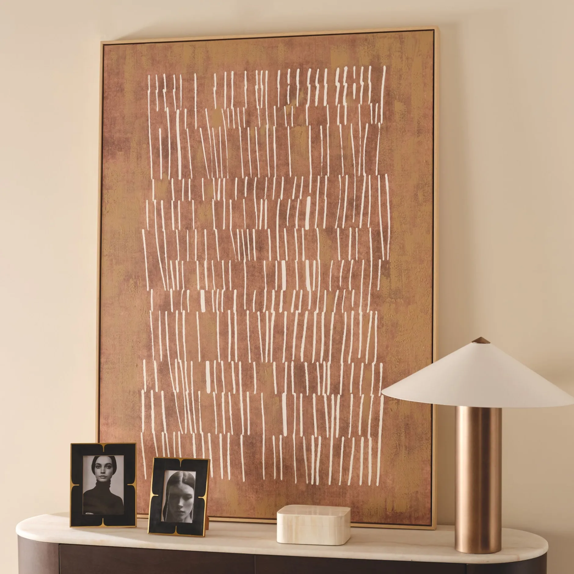 Hot Horgans Bodhi Framed Wall Art Tan & White
