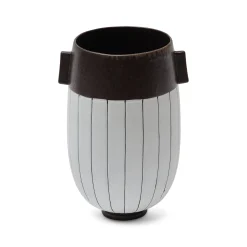 Discount Horgans Finn Vase with Handles White & Chocolate