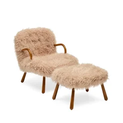 Fashion Horgans Frankie Chair & Ottoman Set Brown Faux Fur
