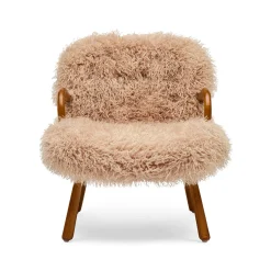 Fashion Horgans Frankie Chair & Ottoman Set Brown Faux Fur