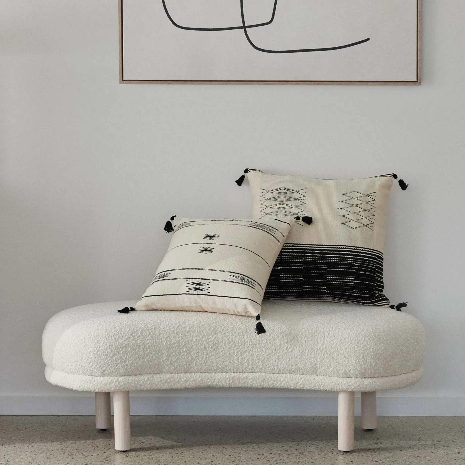 Discount Horgans Hachi Handwoven Cushion B 55x55 Black & White