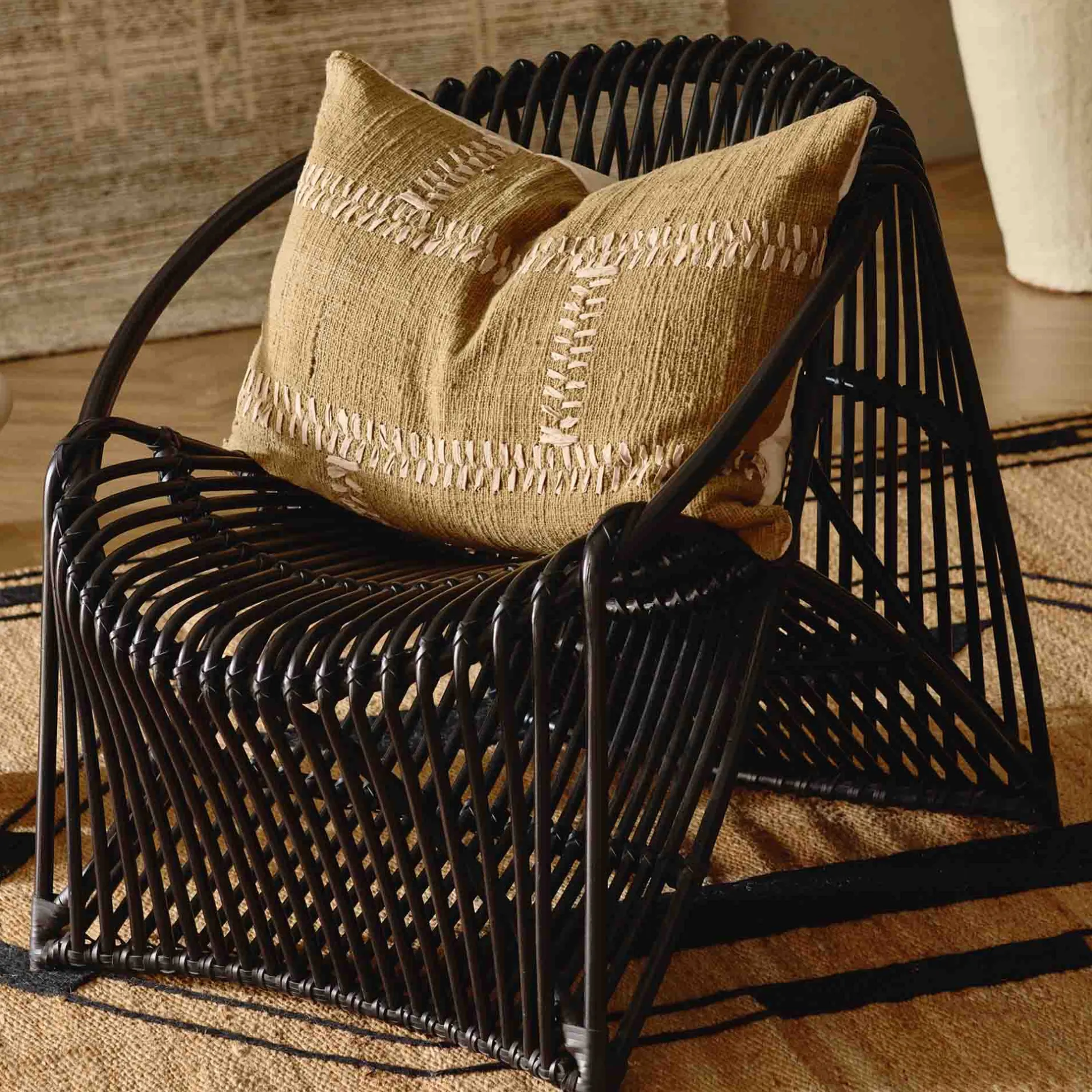 Fashion Horgans Hans Rectangle Cushion Olive 50x70 Olive & White