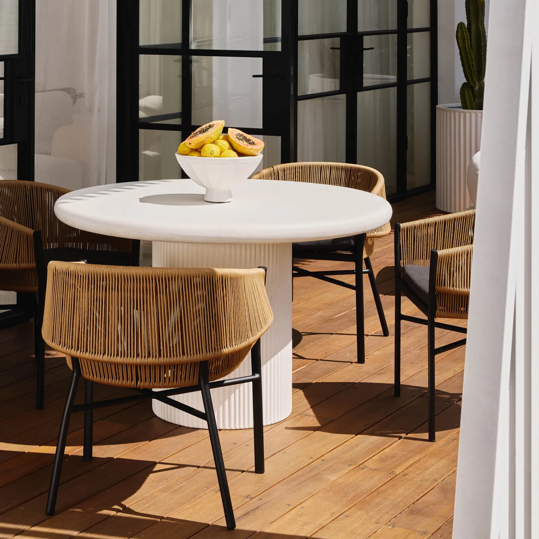Clearance Horgans Hera Round Outdoor Dining Table White