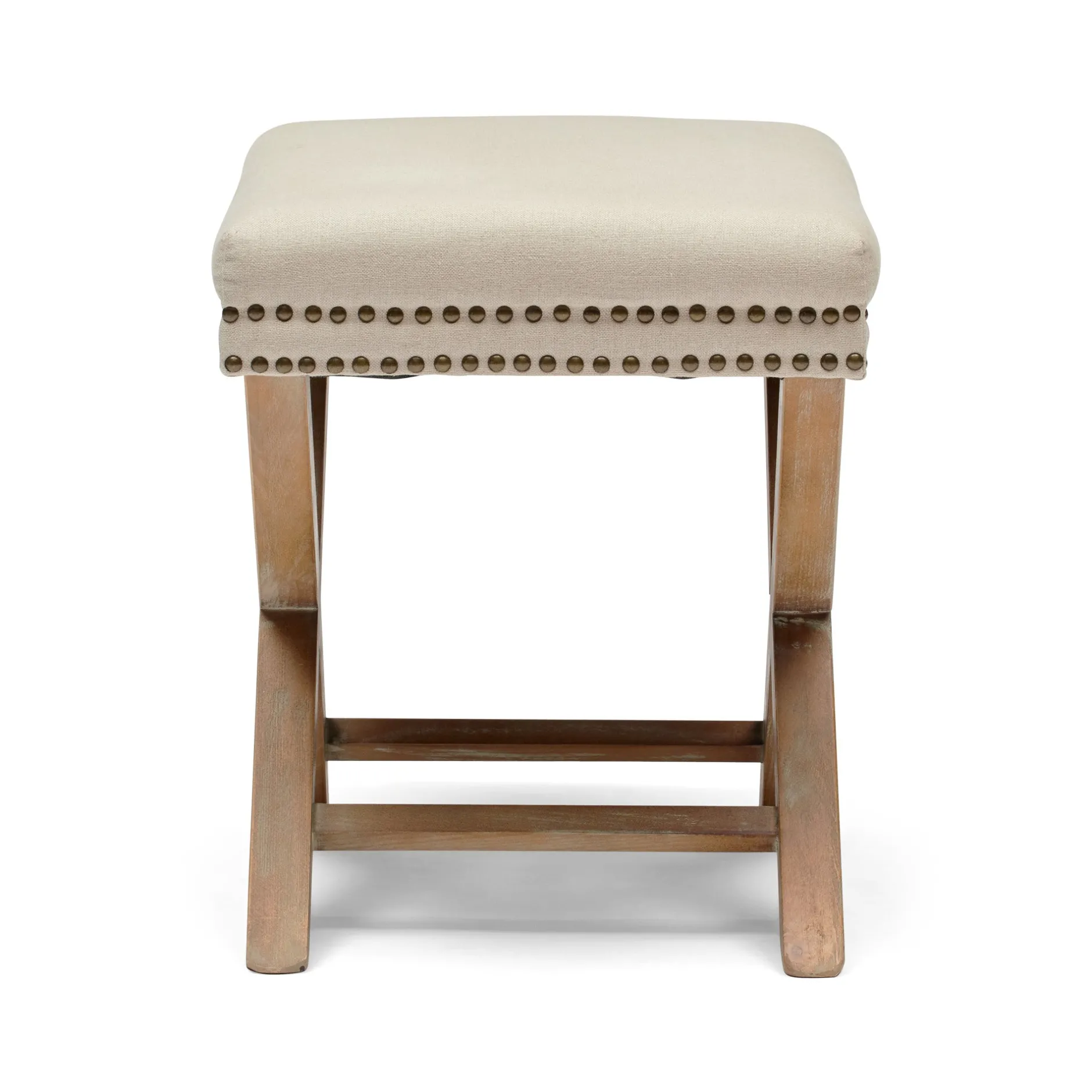 Best Horgans Keir Studded Ottoman Natural