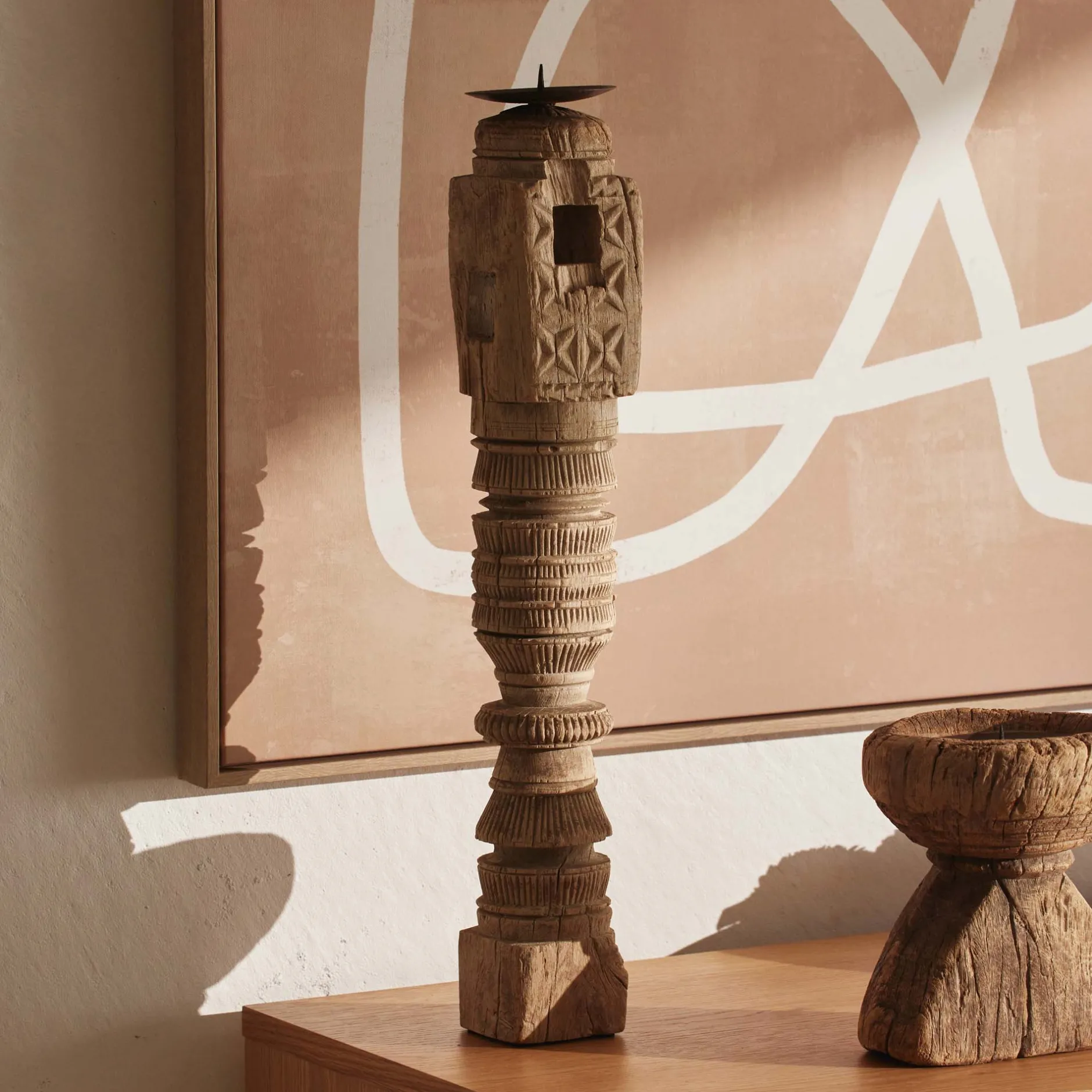 Sale Horgans Kinara Candleholder Bleached Wood