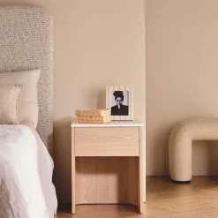 Outlet Horgans Lola Bedside Carrara Marble Blonde