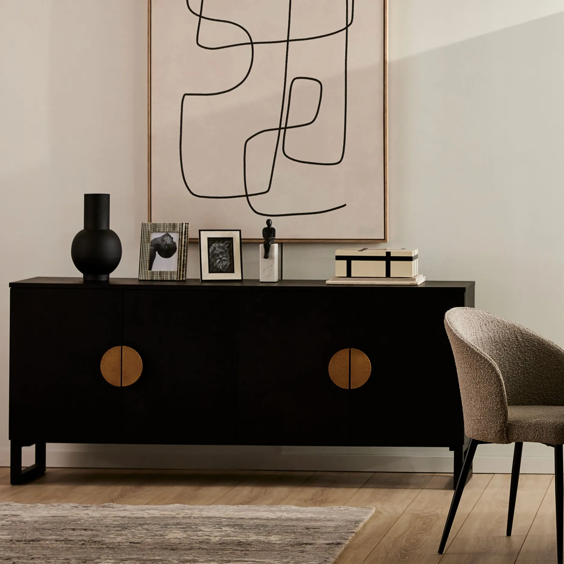 Hot Horgans Luna II Sideboard Gold Black