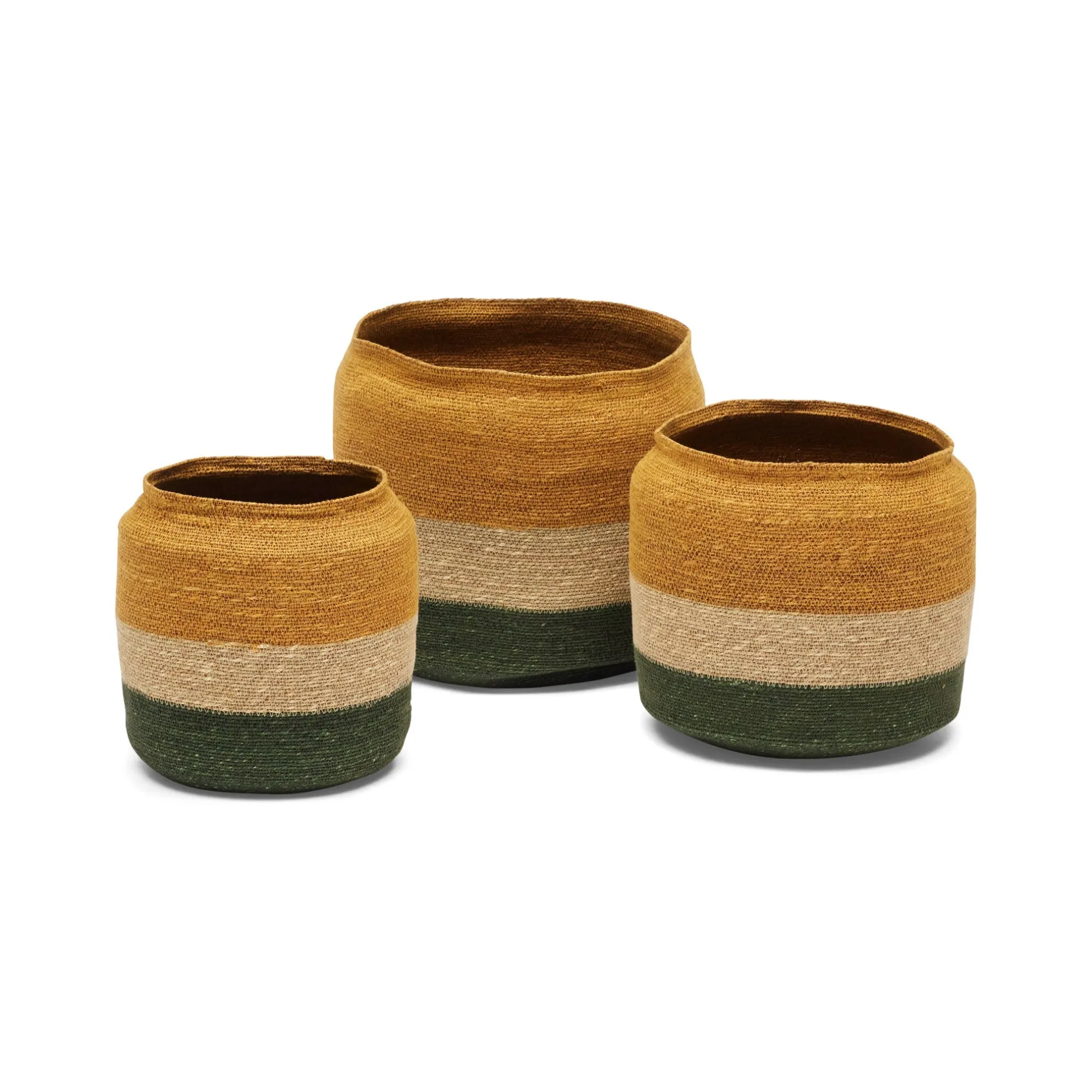 Best Horgans Mason Baskets Set 3 Mustard, White & Green