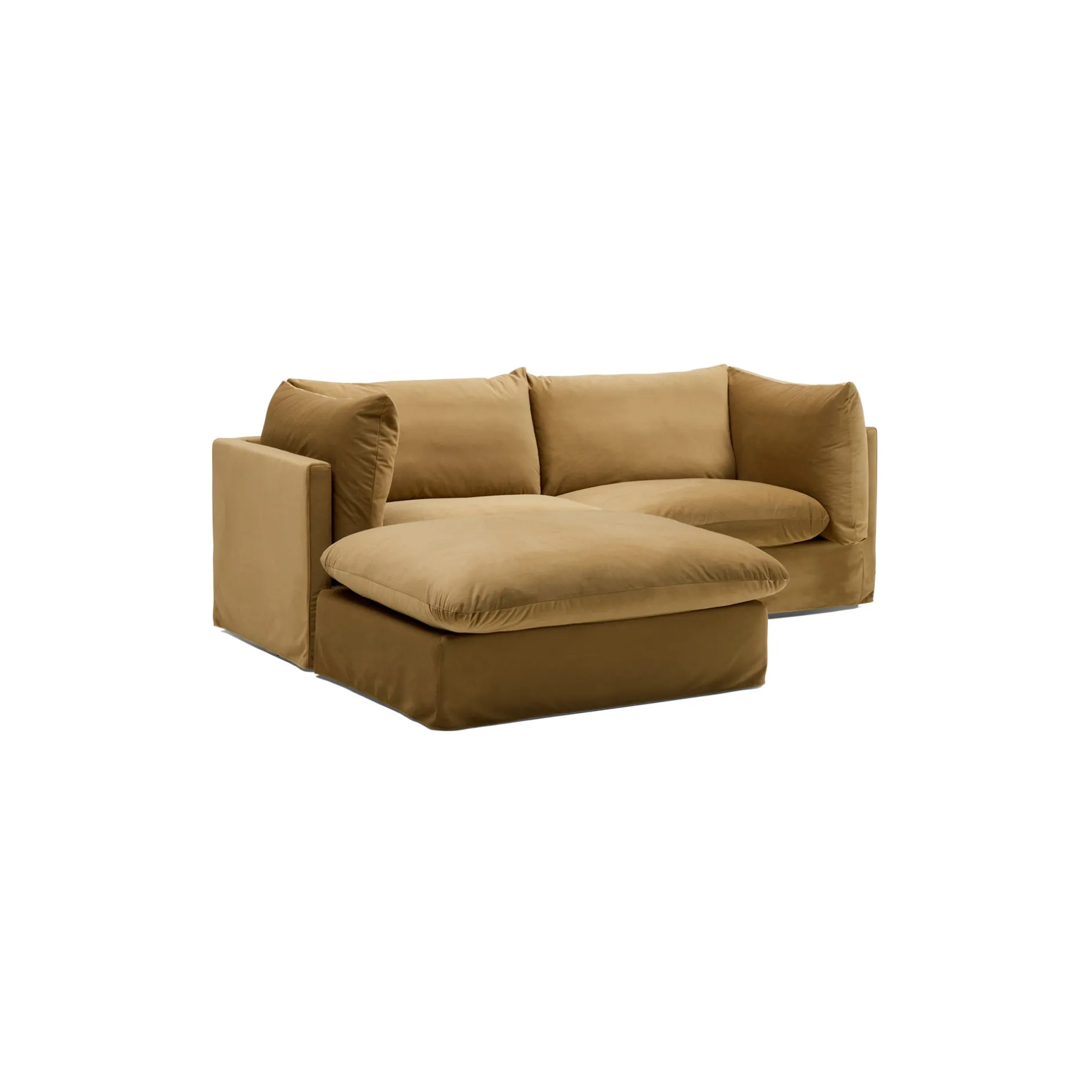 Hot Horgans Mia Modular Sofa Sand 2 Seat with Ottoman Sand Velvet