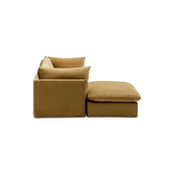 Hot Horgans Mia Modular Sofa Sand 2 Seat with Ottoman Sand Velvet