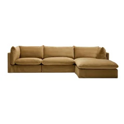 New Horgans Mia Modular Sofa Sand 3 Seat with Ottoman Sand Velvet