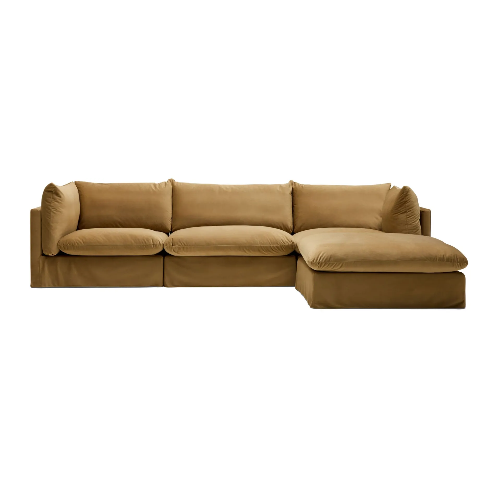 New Horgans Mia Modular Sofa Sand 3 Seat with Ottoman Sand Velvet