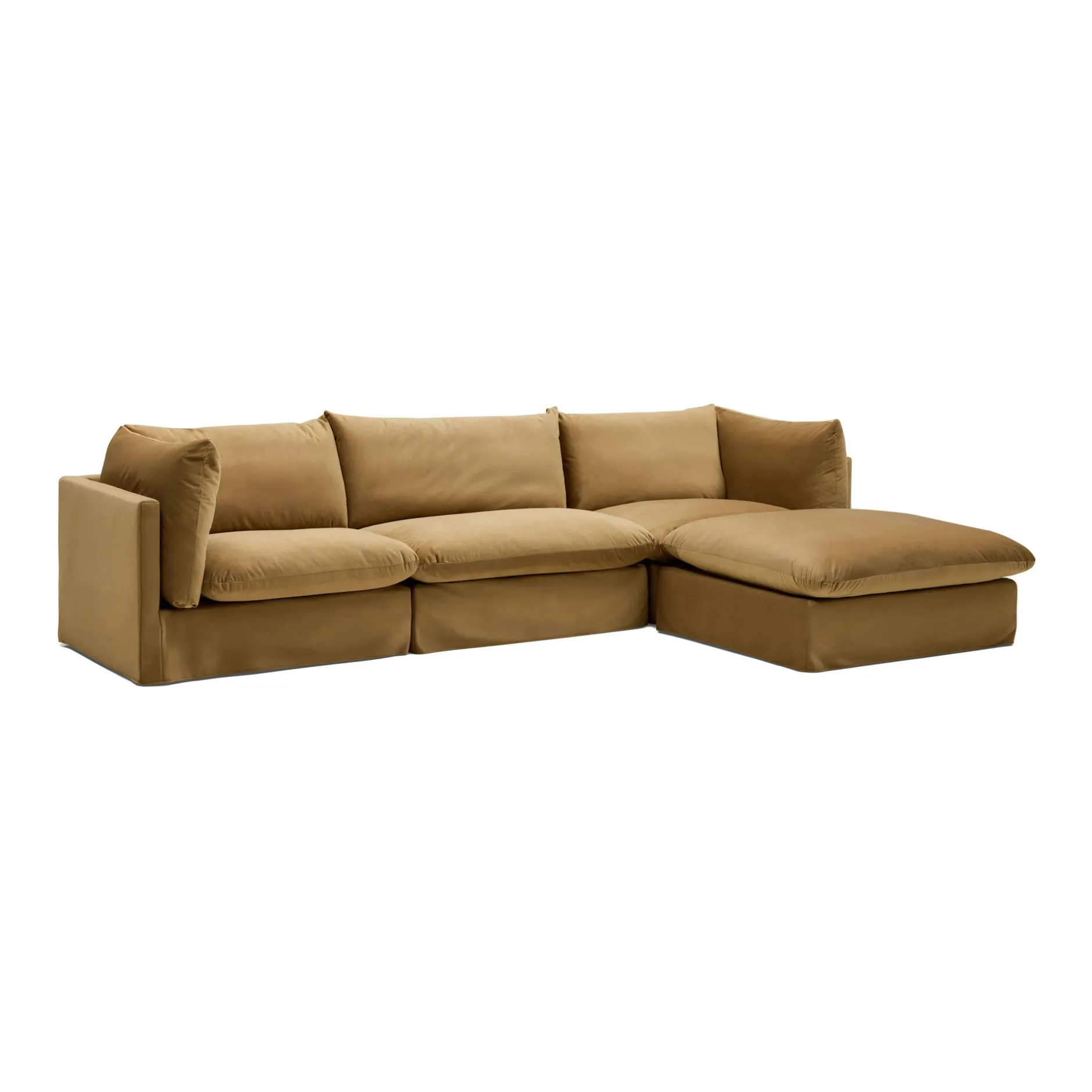 New Horgans Mia Modular Sofa Sand 3 Seat with Ottoman Sand Velvet
