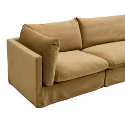 New Horgans Mia Modular Sofa Sand 3 Seat with Ottoman Sand Velvet