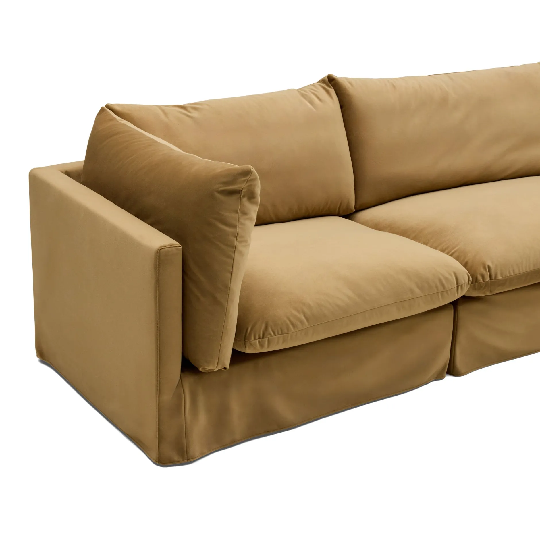 New Horgans Mia Modular Sofa Sand 3 Seat with Ottoman Sand Velvet