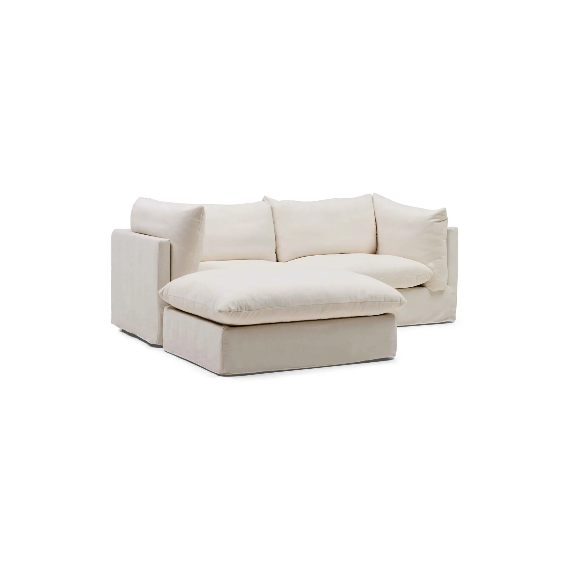 Online Horgans Mia Modular Sofa 2 Seat with Ottoman Warm Ivory