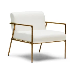 Discount Horgans Mila Chair with Arms & Gold Powder White