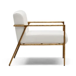 Discount Horgans Mila Chair with Arms & Gold Powder White