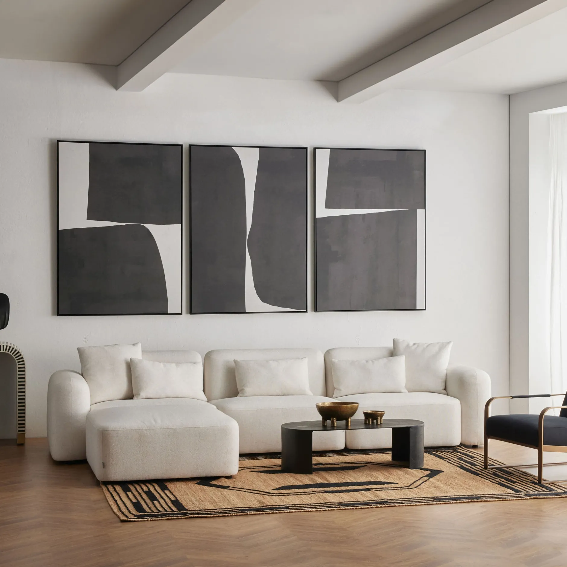 Outlet Horgans Monte Jute Rug 200 x 280 Natural & Black