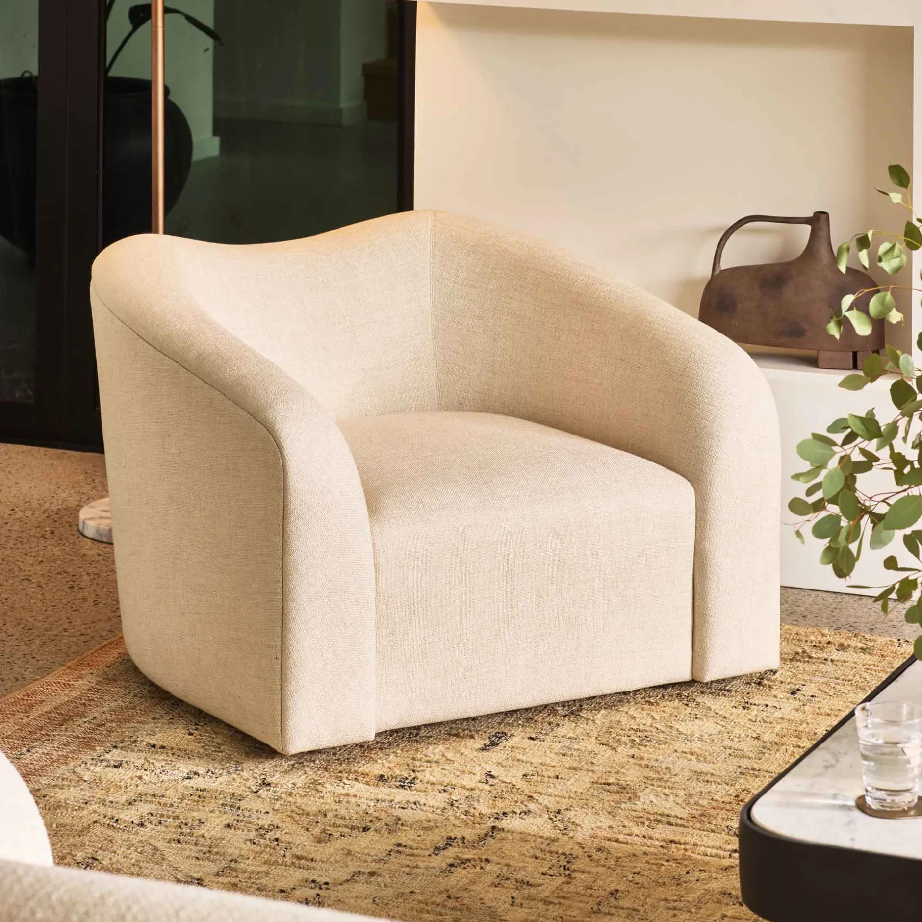 Fashion Horgans Muse Swivel Chair Ivory