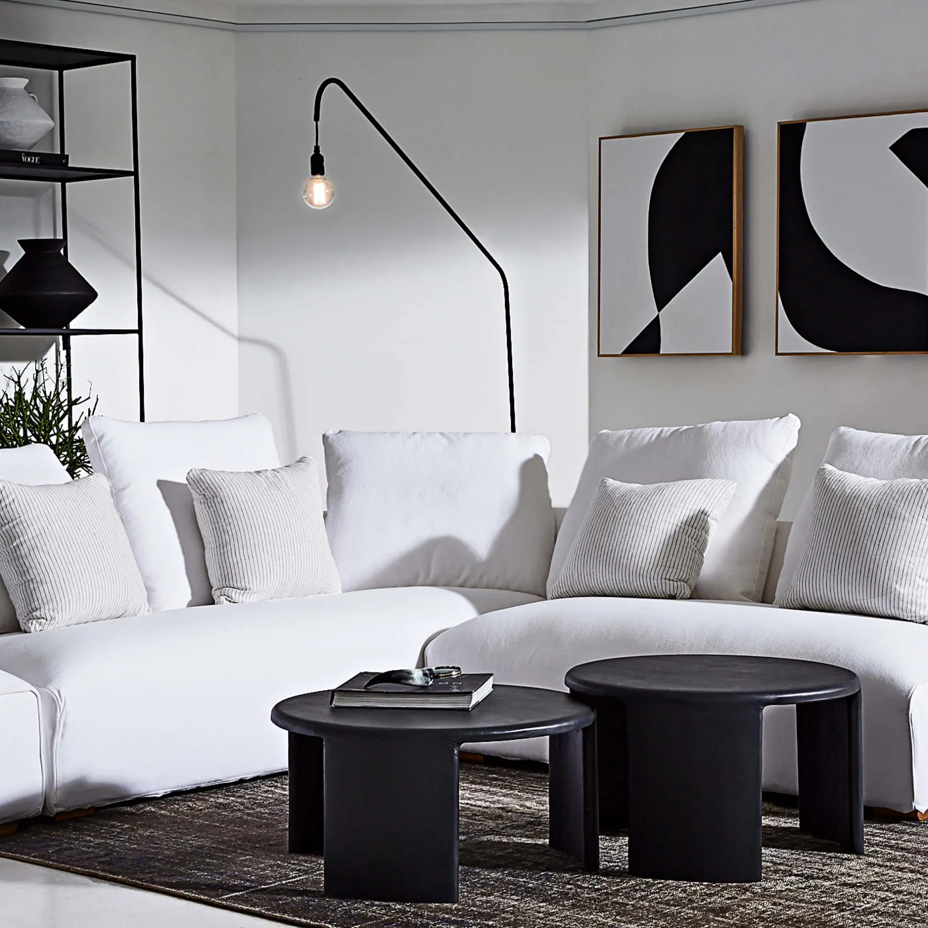 Sale Horgans Oriel Floor Lamp Black & White