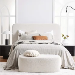 Best Horgans Palome Bedhead Queen Cream Cream Boucle