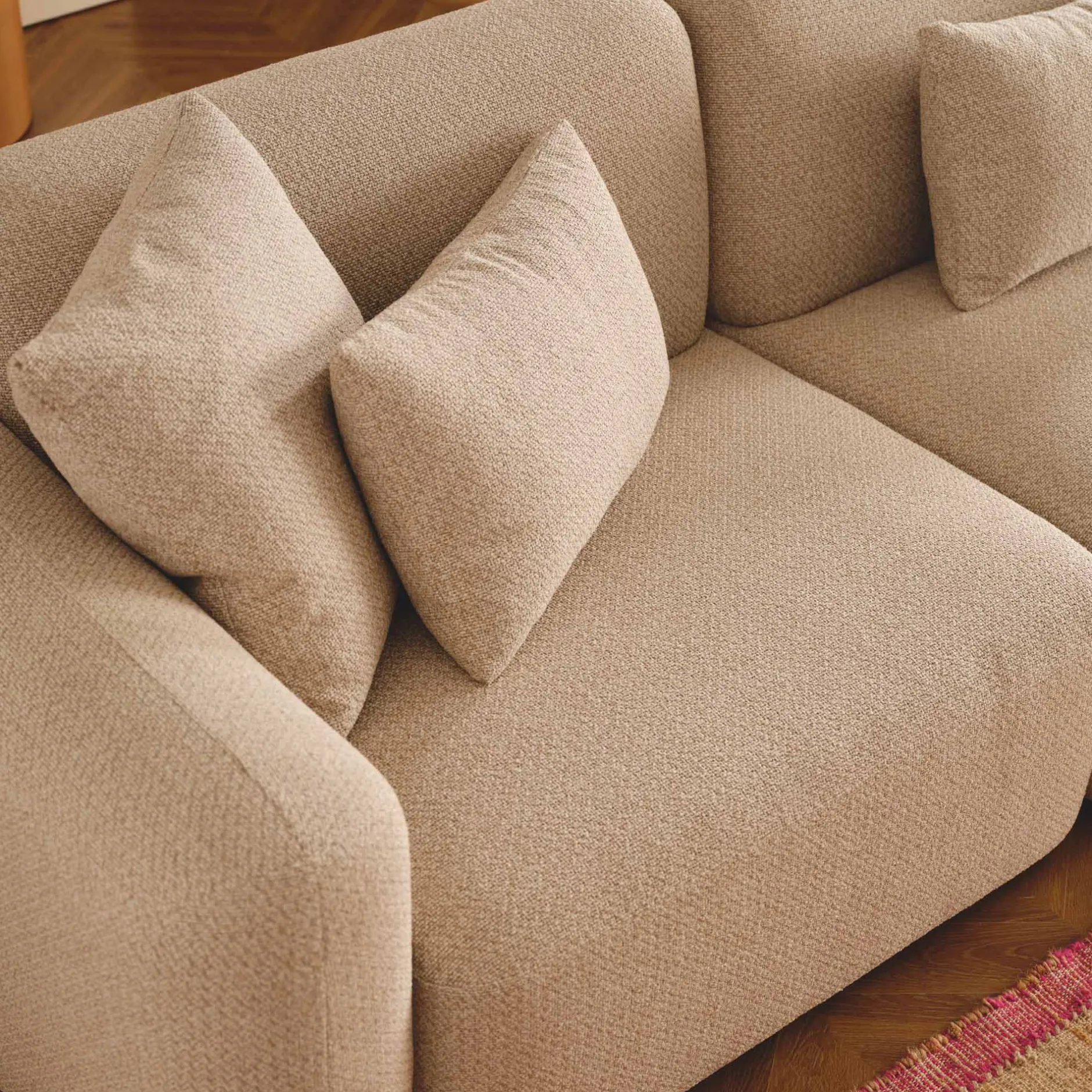 Clearance Horgans Pascal Modular Sofa 3 Seat with Ottoman Biscuit
