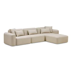 Clearance Horgans Pascal Modular Sofa 3 Seat with Ottoman Biscuit