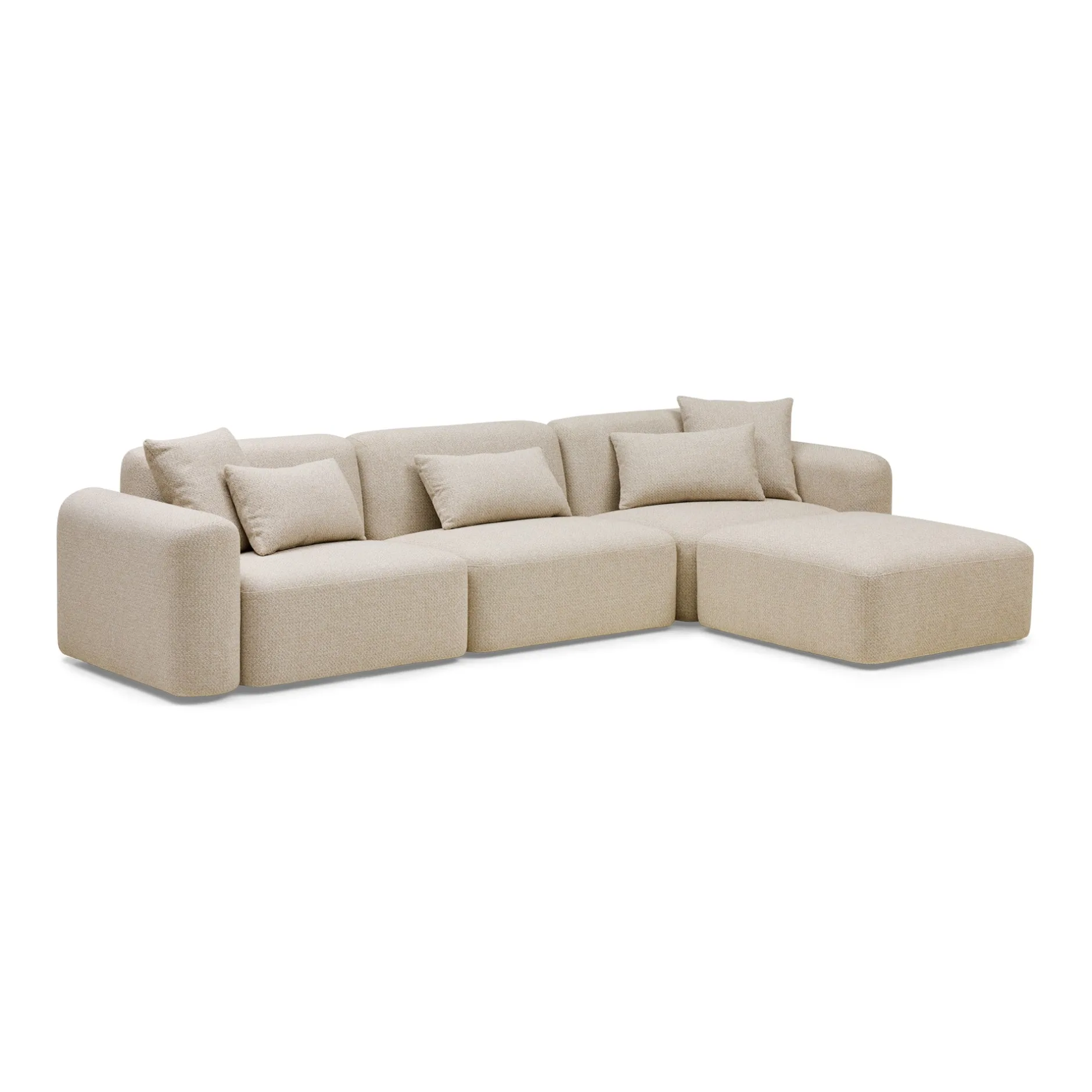 Clearance Horgans Pascal Modular Sofa 3 Seat with Ottoman Biscuit