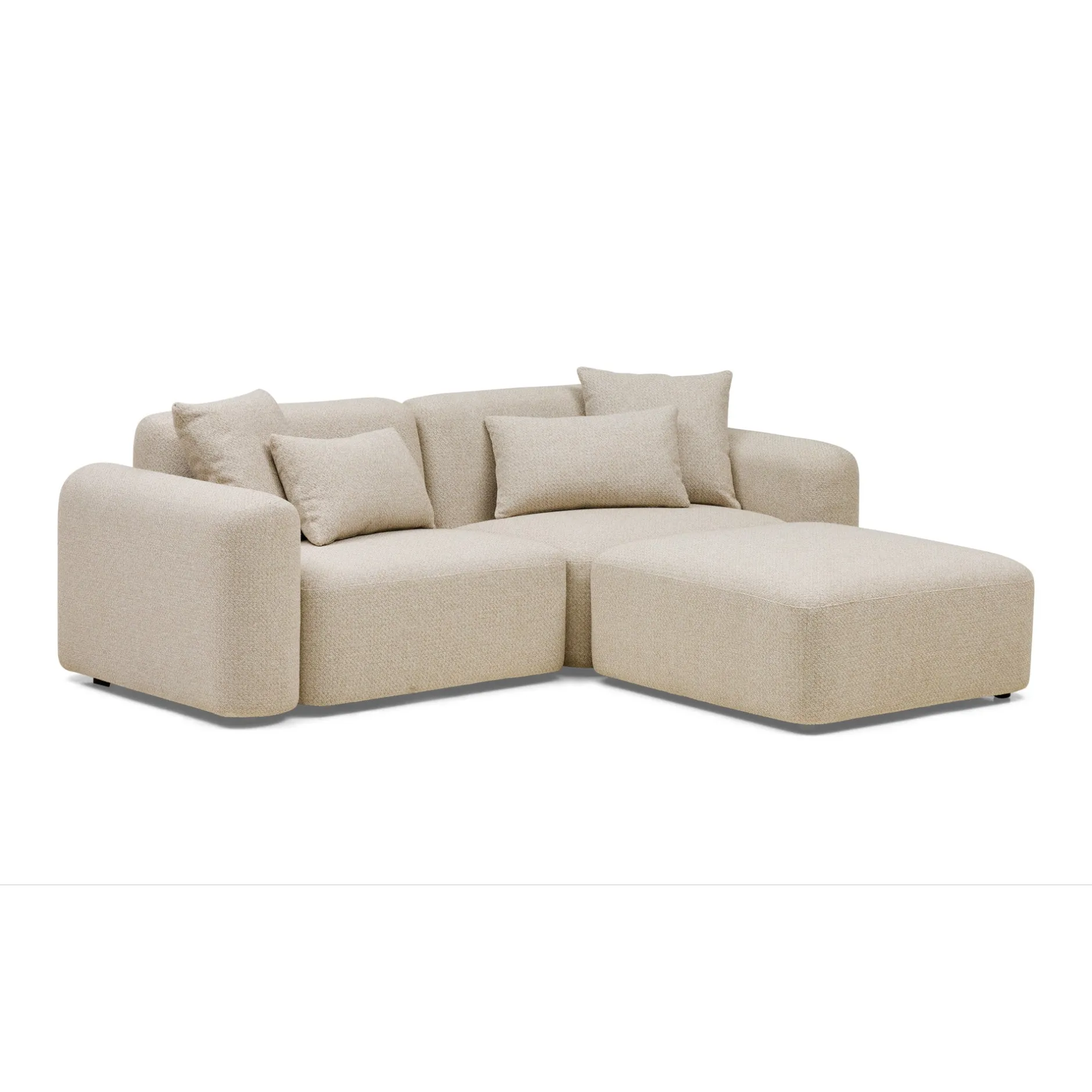 Best Horgans Pascal Modular Sofa 2 Seat with Ottoman Biscuit