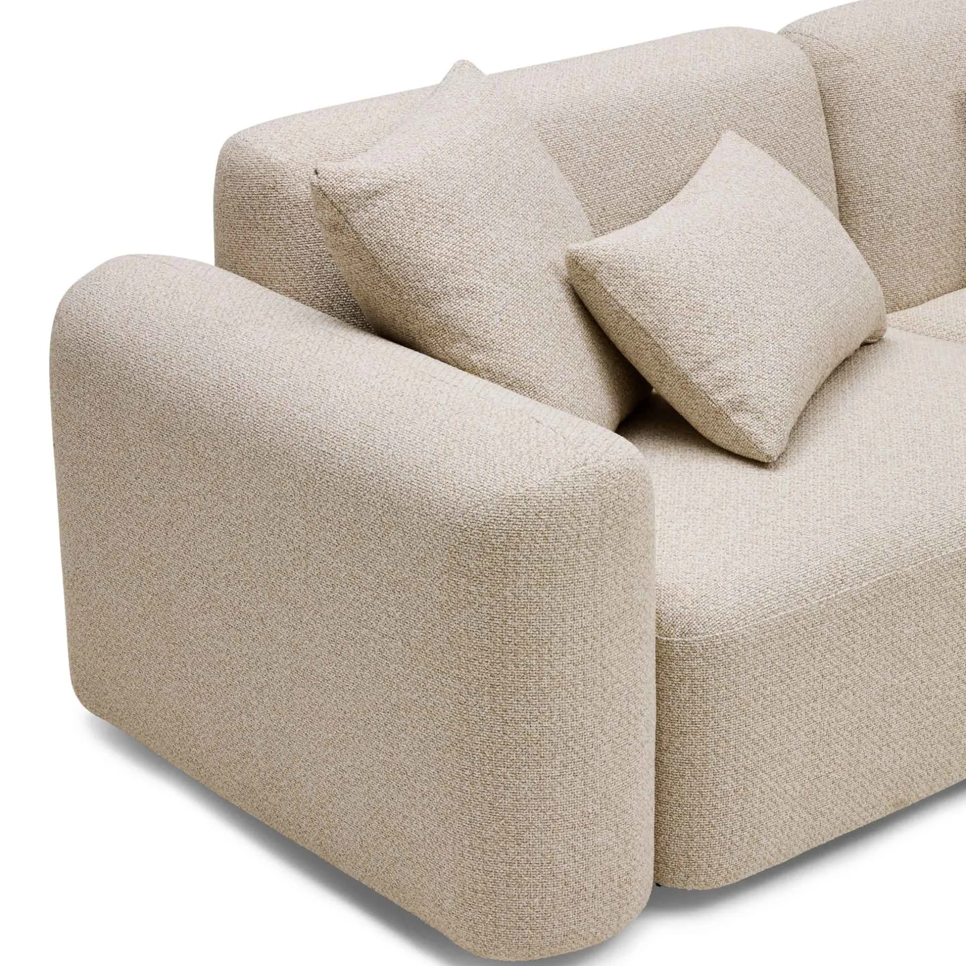 Best Horgans Pascal Modular Sofa 2 Seat with Ottoman Biscuit