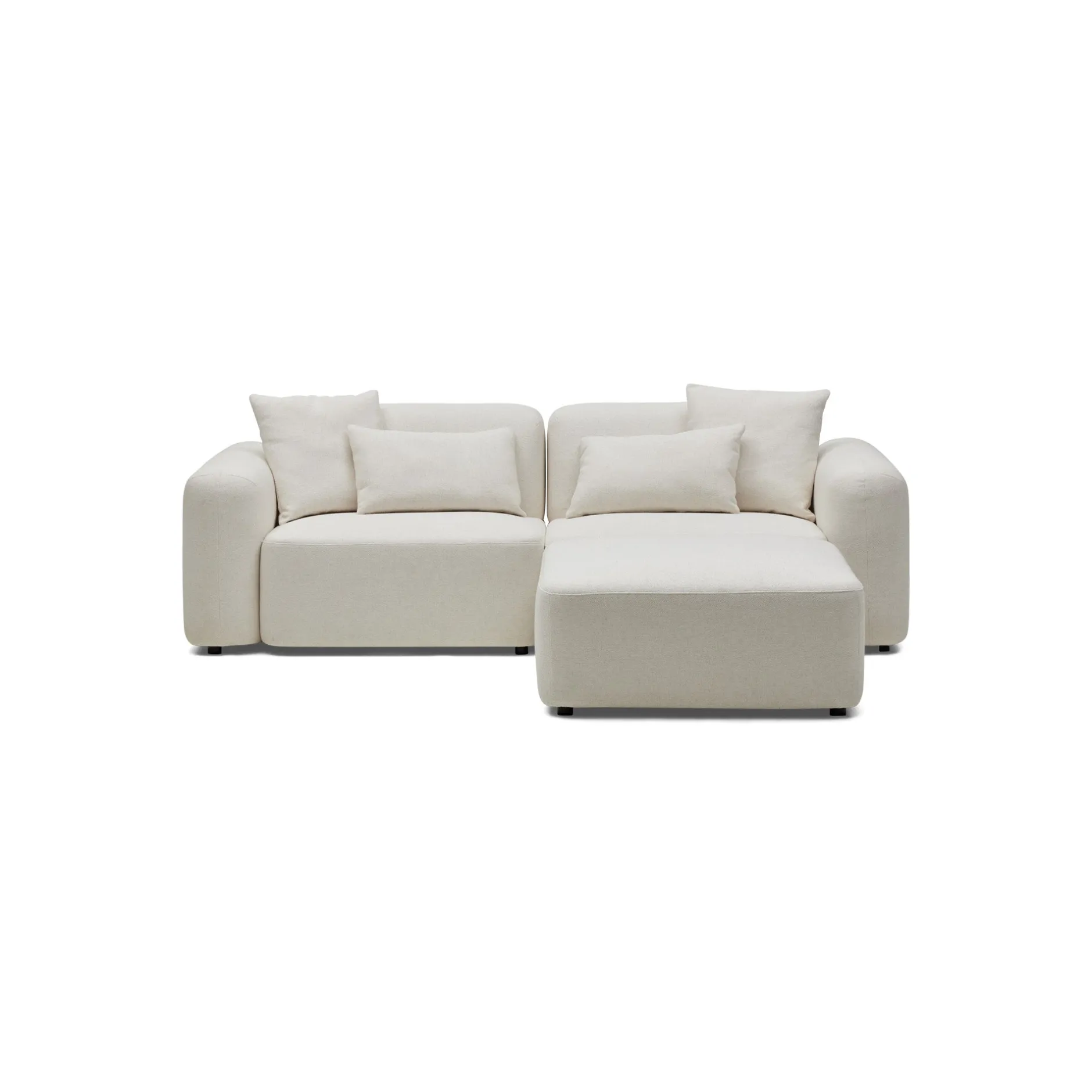 Outlet Horgans Pascal Modular Sofa 2 Seat with Ottoman Ivory White