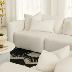 Outlet Horgans Pascal Modular Sofa 2 Seat with Ottoman Ivory White
