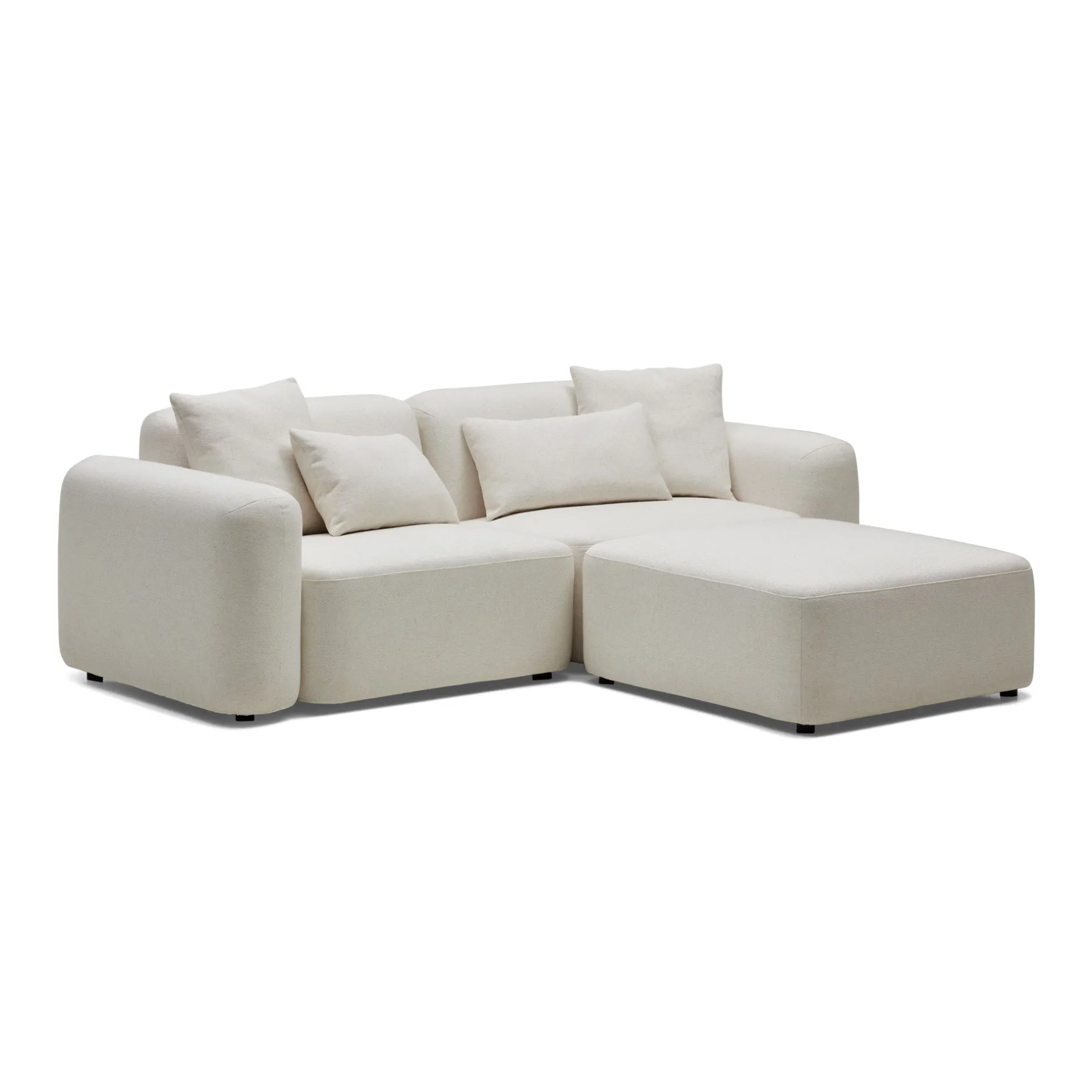 Outlet Horgans Pascal Modular Sofa 2 Seat with Ottoman Ivory White